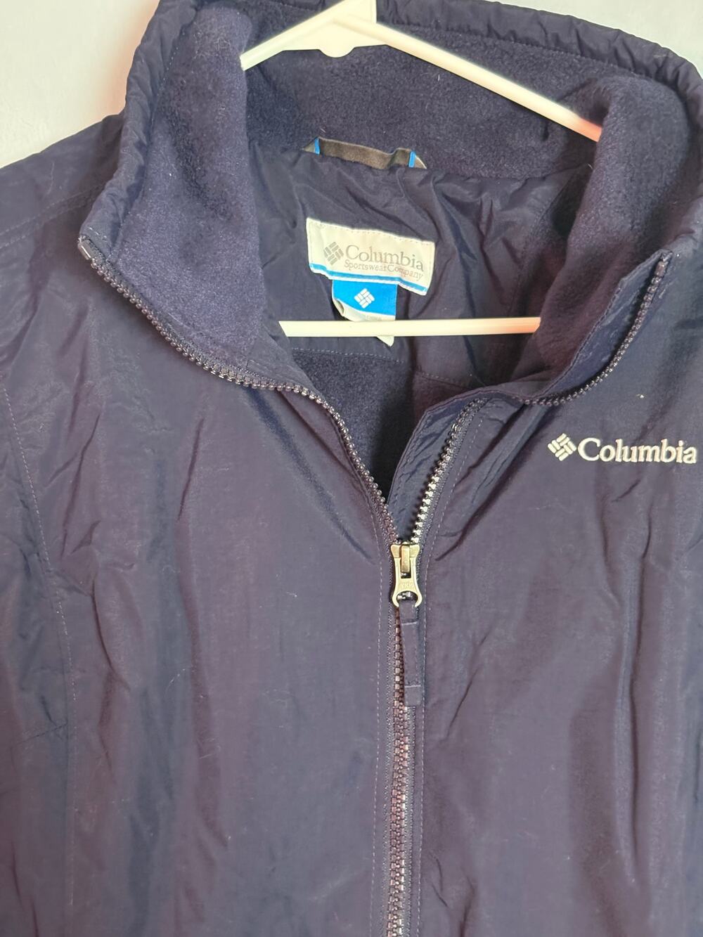 Columbia Womens XL Navy Blue Full Zip Fleece Lined Jacket